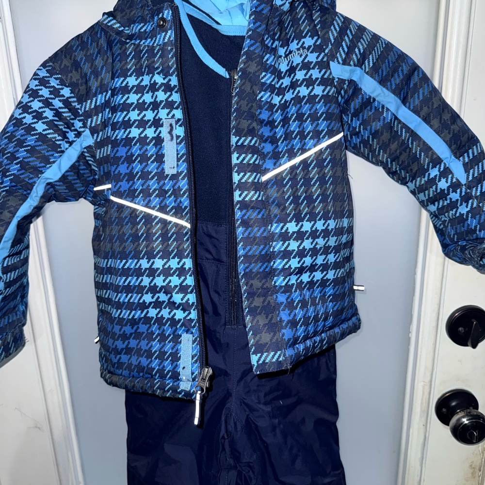 Columbia Kids Buga Bib and Jacket set Navy Houndstooth 4T - Picture 3 of 8